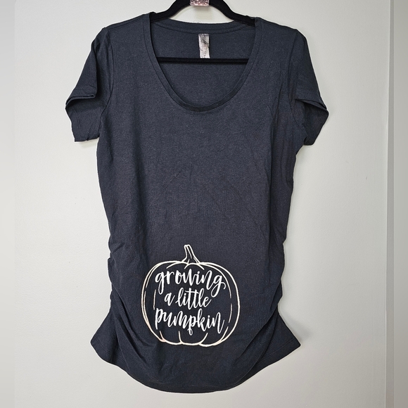 Bloom Maternity - Growing A Little Pumpkin - Maternity Scoop Neck T-Shirt,  L - Picture 2 of 8